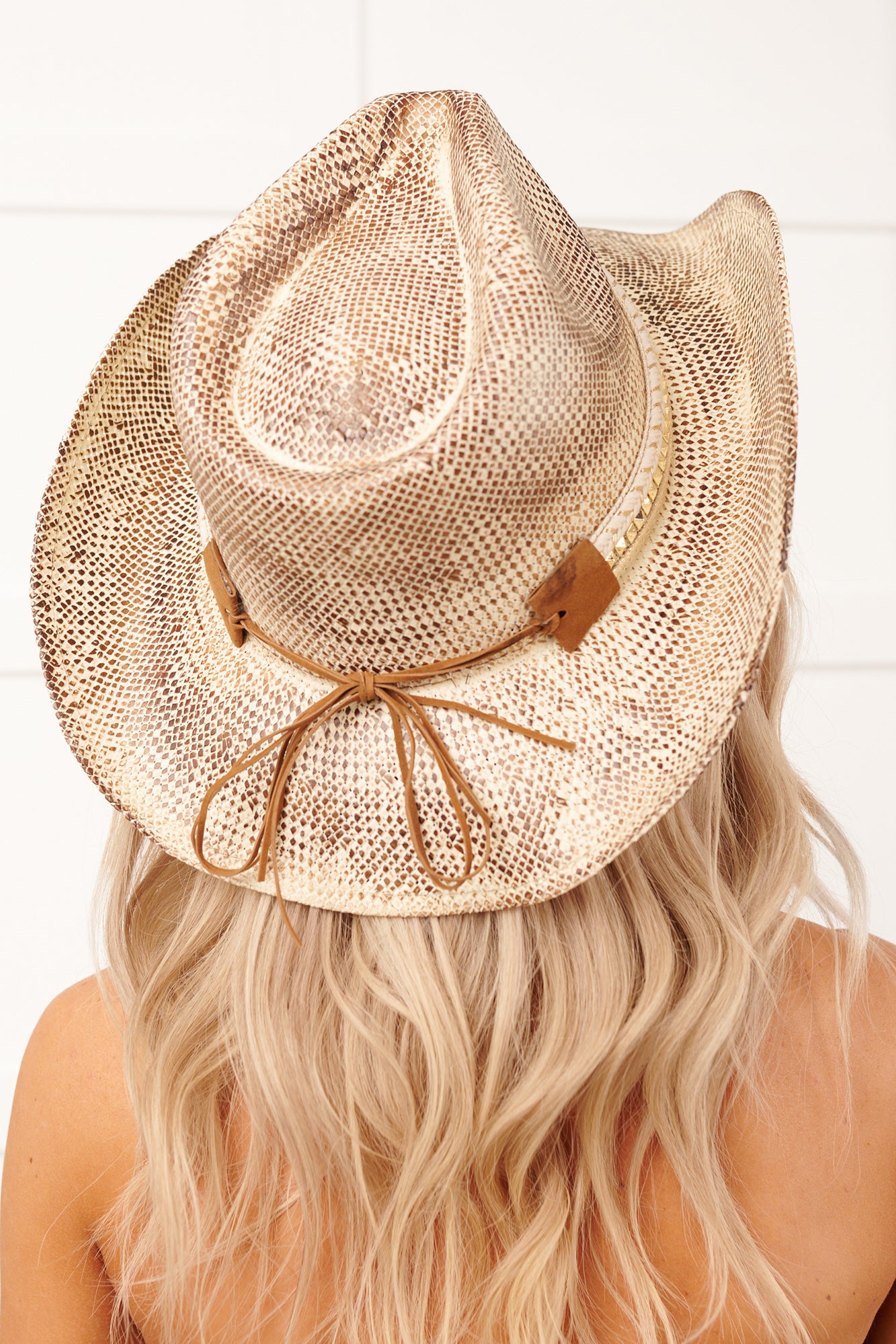 Western Whisper Faux Snakeskin Cowboy Hat (Brown) - NanaMacs