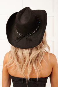 Prairie In Bloom Faux Suede Cowboy Hat (Black) - NanaMacs