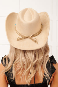 Prairie In Bloom Faux Suede Cowboy Hat (Khaki)