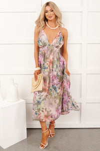 Blissful Romance Floral Sleeveless Midi Dress (Sage Multi)