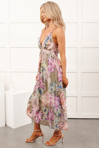 Blissful Romance Floral Sleeveless Midi Dress (Sage Multi)
