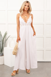 Wildflower Whisper Wide Leg Cotton Jumpsuit (Off White)