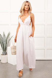 Wildflower Whisper Wide Leg Cotton Jumpsuit (Off White)