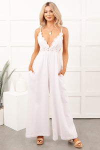Wildflower Whisper Wide Leg Cotton Jumpsuit (Off White)