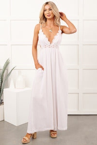 Wildflower Whisper Wide Leg Cotton Jumpsuit (Off White)