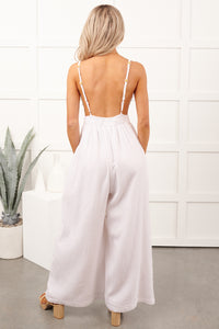 Wildflower Whisper Wide Leg Cotton Jumpsuit (Off White)