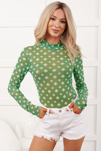 Lucky Lady NM Original Printed Mesh Bodysuit (Green/White)
