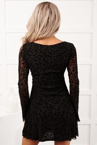 Fell For You Square Neck Floral Mini Dress (Black) - NanaMacs