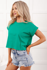 Bethany Oversized Crop Tee (Kelly Green) - NanaMacs