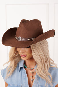 Prairie In Bloom Faux Suede Cowboy Hat (Dark Brown)