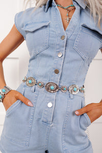 Painted Desert Spiral Concho Chain Belt (Silver) - NanaMacs