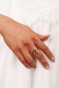 Sleek Solace Twist Wrap Ring (Gold)