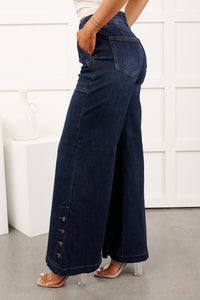 Ellory High Rise Saige Tummy Control Wide Leg Jeans (Dark)