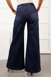 Ellory High Rise Saige Tummy Control Wide Leg Jeans (Dark)
