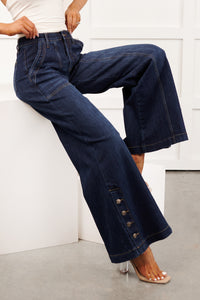 Ellory High Rise Saige Tummy Control Wide Leg Jeans (Dark)