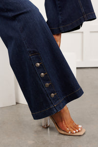 Ellory High Rise Saige Tummy Control Wide Leg Jeans (Dark)