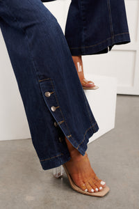 Ellory High Rise Saige Tummy Control Wide Leg Jeans (Dark)