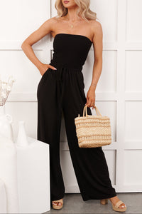 Garden Muse Smocked Strapless Jumpsuit (Black)