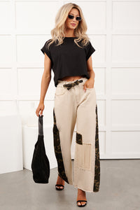 Bethany Oversized Crop Tee (Black)