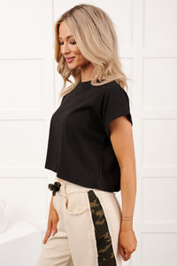 Bethany Oversized Crop Tee (Black)