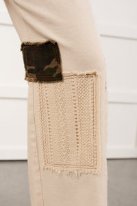 Rosales Wide Leg Camo Denim Pants (Ivory) - NanaMacs