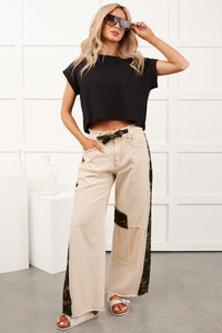 Bethany Oversized Crop Tee (Black)