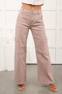 Kayden Mid Rise KanCan Cargo Jeans (Pink)