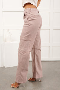 Kayden Mid Rise KanCan Cargo Jeans (Pink)