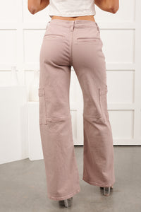 Kayden Mid Rise KanCan Cargo Jeans (Pink)
