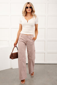 Just Relaxed V Neckline Ribbed Top (Off-White) - NanaMacs