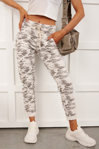 Soft Focus Tie Front Camo Print Joggers (Grey) - NanaMacs