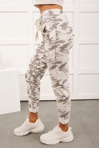 Soft Focus Tie Front Camo Print Joggers (Grey) - NanaMacs
