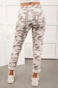 Soft Focus Tie Front Camo Print Joggers (Grey) - NanaMacs
