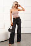 Louis High Rise Flare Hidden Jeans (Charcoal) - NanaMacs
