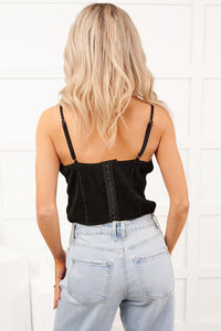 Striving To Shine Lurex Corset Top (Black) - NanaMacs