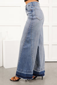 Brendan High Rise Wide Leg Cello Jeans (Two Tone Blue) - NanaMacs