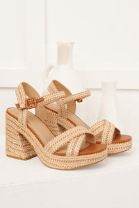 VayCay Getaway Braided Raffia Platform Heels (Natural/Tan) - NanaMacs
