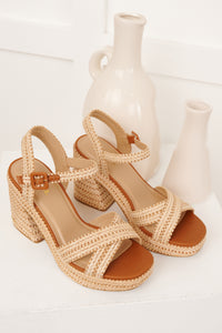 VayCay Getaway Braided Raffia Platform Heels (Natural/Tan) - NanaMacs