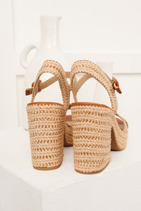 VayCay Getaway Braided Raffia Platform Heels (Natural/Tan) - NanaMacs