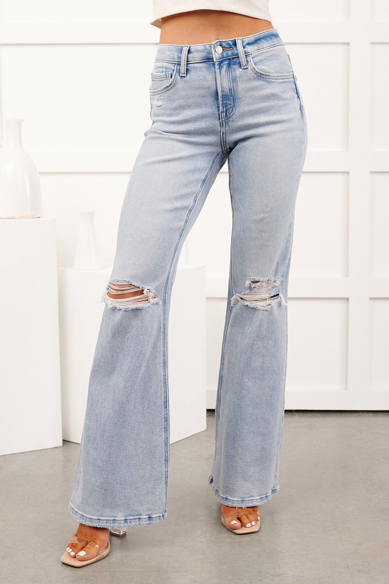 Beckie High Rise Flare Distressed Vervet Jeans (York) - NanaMacs