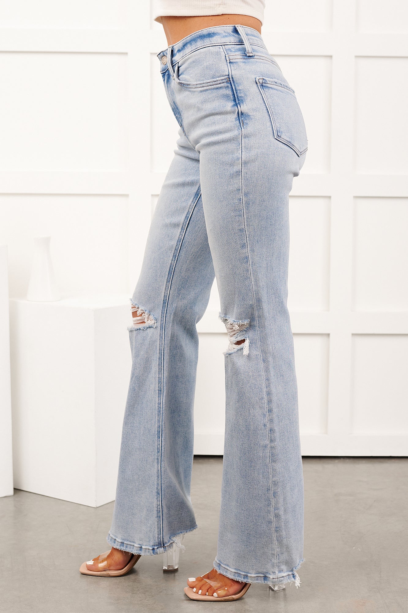Beckie High Rise Flare Distressed Vervet Jeans (York) - NanaMacs