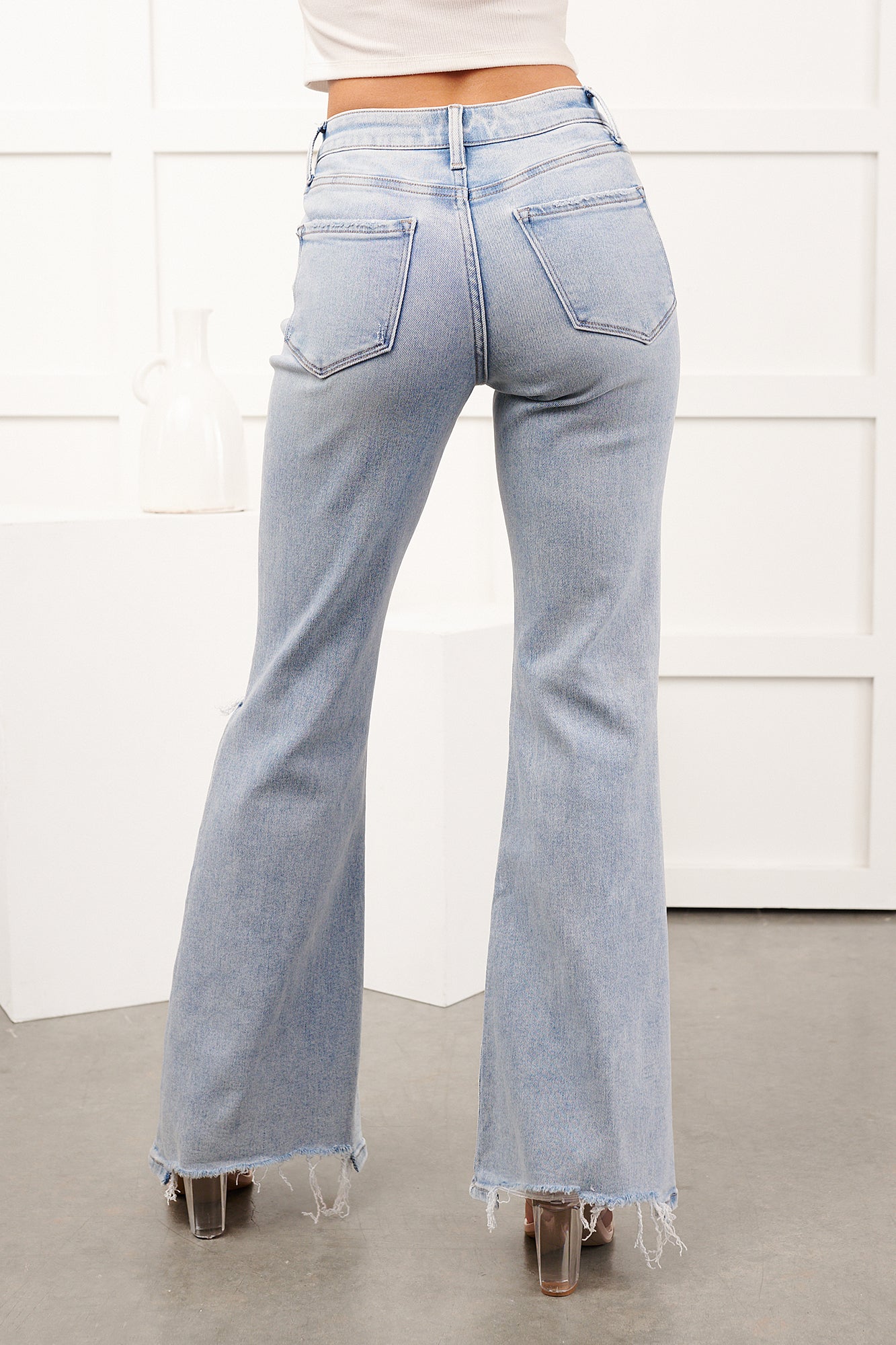 Beckie High Rise Flare Distressed Vervet Jeans (York) - NanaMacs