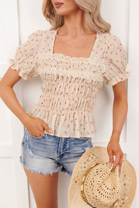 Playful Charm Floral Chiffon Top (Vintage Floral)