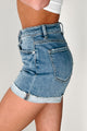 Coleen High Rise Cuffed Risen Denim Shorts (Medium) - NanaMacs