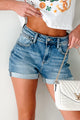 Coleen High Rise Cuffed Risen Denim Shorts (Medium) - NanaMacs