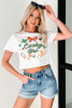 Lucky Girl Graphic Cropped T-Shirt (White) - NanaMacs