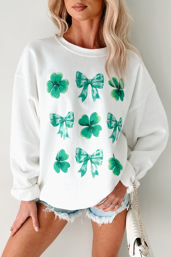 St. Paddy's Day Graphic Crewneck Sweatshirt (White) - NanaMacs