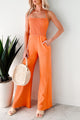 Sunlit Sweetheart Smocked Cut-Out Jumpsuit (Orange) - NanaMacs