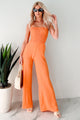 Sunlit Sweetheart Smocked Cut-Out Jumpsuit (Orange) - NanaMacs