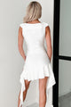 Heart Flutter Ruffled V Neck Mini Dress (White) - NanaMacs